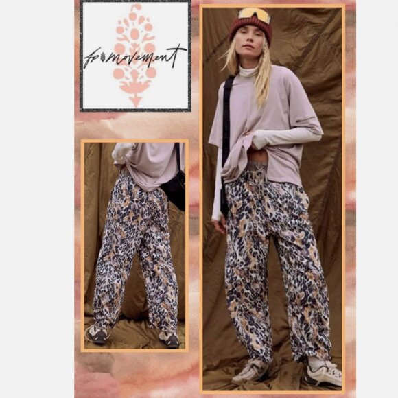 Free People Movement Game Day Printed Pants Faded Leopard Combo Barrel Leg Small - Picture 1 of 1